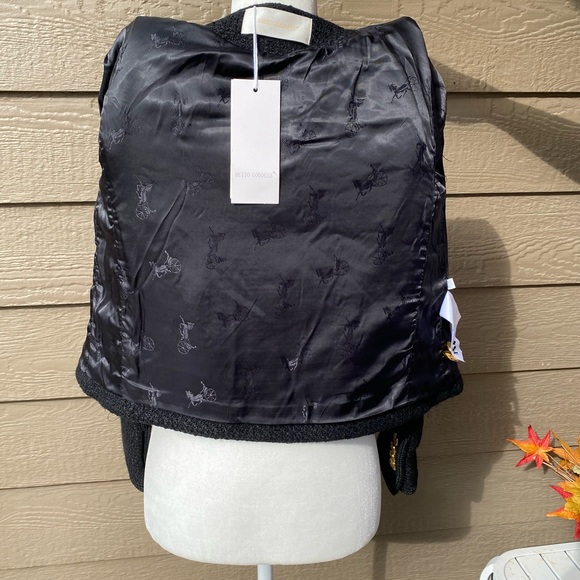 Black Tweed Wool Blend Cropped Women’s Blazer size S - Picture 11 of 16